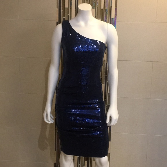 Sold-Sz 0 Blue Sequin Nicole Miller dress - Picture 1 of 5